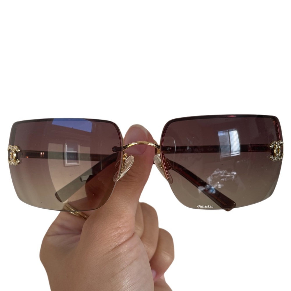 Authentic Chanel Crystal Rimless 4092-B Sunglasses